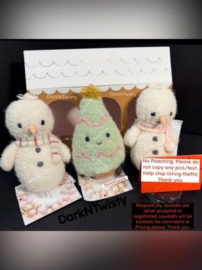 BNWT SET OF 3 CUDDLE + KIND ALPACA BOUCLE PLUSH 2 SNOWMEN AND 1 XMAS TREE